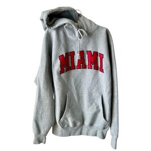 Miami University Hoodie Sweatshirt Long Sleeve Gray Red Black Logo Size Medium